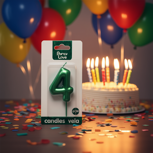 Bougie d'anniversaire verte numéro 4 Party Love 6 cm - Product Image 3