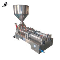 Machine de remplissage semi-automatique à deux têtes de 5 litres pour pâtes, jus, shampoings, boissons et huiles, avec bouteilles en verre
