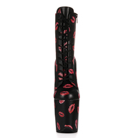 Bottes de danse exotiques imprimées en PU, talon haut de 20 cm, plateforme, chaussures à lacets, pour performance en club, vente en gros, emballage personnalisé