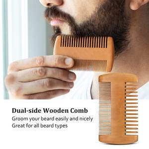 Kit de croissance de la barbe Derma Roller avec vitamine C sérum huile <span class=keywords><strong>baume</strong></span> cire peigne-boîte cadeau végétalienne - Product Image 3