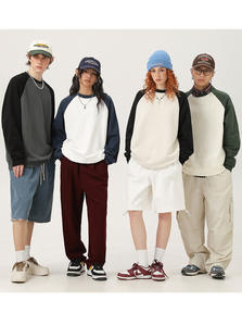 Sudadera con capucha de cuello redondo Terry de peso pesado con hombros caídos de 360gsm para hombre, sudadera holgada de color sólido con mangas raglán en contraste - Product Image 6