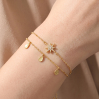 Nouveauté Bracelet en argent sterling 925 avec zircone cubique, bracelet à plusieurs rangs avec pendentif goutte d'eau pour femmes, bijoux cadeau