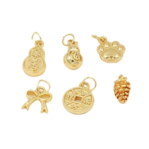 Colgante pequeño con diseño de ábaco y característica Fu, chapado en oro real de 18 quilates, que conserva el color, accesorio DIY para pendientes y pulseras D104 - Product Image 4