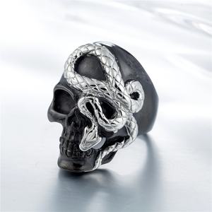 Anillo de Calavera de Acero Inoxidable 'Here I Go Again', Anillos de Serpiente, Nuevo Diseño 2026, Esqueleto Negro Fundido, Colores Personalizados Aceptados, Sin Piedra - Product Image 1