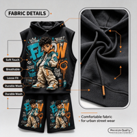 Ensemble short et hoodie sans manches pour homme, en coton épais 300 GSM, imprimé sur mesure, style Hip Hop, Basketball, Streetwear, Vente en gros