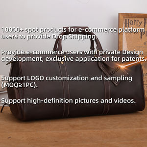 Tas perjalanan kulit asli pria olahraga Gym wol dengan penutup ritsleting untuk akhir pekan tas perjalanan kulit asli - Product Image 5