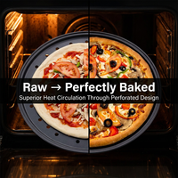 Panci Pizza Baja Karbon Langsung dari Pabrik, Anti Lengket Ganda, Berlubang, Aman untuk Oven, Food Grade, 23-31.5cm, OEM ODM, Logo Custom, Grosir