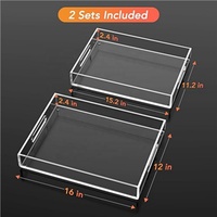 Plateau de service en acrylique transparent personnalisé, directement de l'usine, plateau décoratif avec poignées, plateau en acrylique en gros pour la cuisine