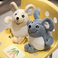 Jouet en peluche souris grise mignonne, personnage de dessin animé amusant, jouet en peluche souris en gros