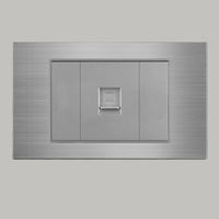 Prise murale universelle standard en aluminium pour la sécurité domestique, mécanique et électrique, 16A 250V, pour ordinateur et téléphone, avec 2 prises