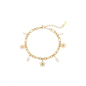 18K Gold Plated Stainless Steel Flower Heart <b>Bracelet</b> Natural Stone Beads Shell Pearl Braided Fashion Jewelry - Product Image 5