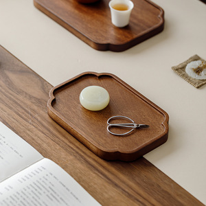 Guanlan Walnut <b>Tea</b> Tray Solid Wood Dry Brewing Teapot Holder Storage Tray For <b>Tea</b> <b>Set</b> - Product Image 4