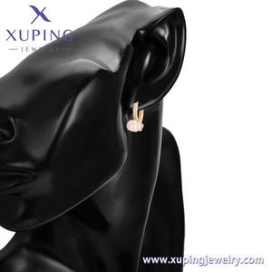 A00912612 xuping Jewelry Classic Fashion Exquisite Row of Large Diamond <strong>Rose</strong> <strong>Gold</strong> <strong>Hoop</strong> Women's Earrings - Product Image 5