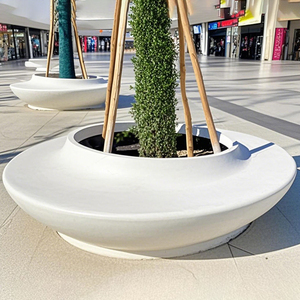 Banc-jardinière en fibre de verre sur mesure au design moderne, résistant à l'eau, pour entrée de parc, centre commercial, décoration paysagère extérieure - Product Image 6