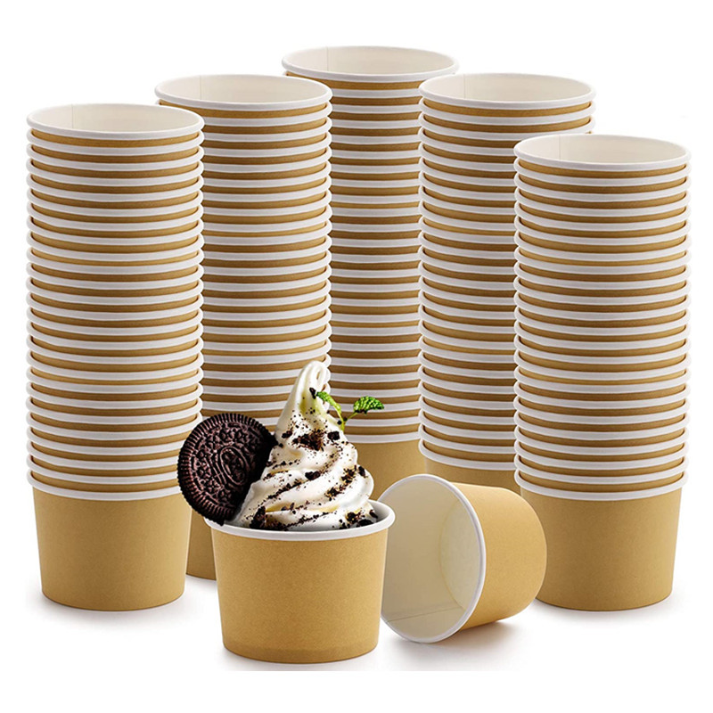 Kraft Paper Disposable Food Grade Eco-Friendly Ice Cream Cup Pudding Dessert Bowl Birthday Party Cookie Snack Decorative China