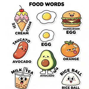 Pegatinas personalizadas selladas con vocabulario de alimentos y etiquetas para que los niños aprendan inglés de forma divertida con un libro de pegatinas infantiles. - Product Image 2