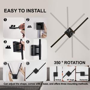 Lampe murale LED rechargeable moderne, batterie 5200mAh, poteau lumineux rotatif à 350 degrés, lumières LED sans fil avec télécommande - Product Image 4