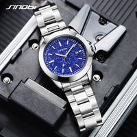 Montre pour homme de marque de luxe, acier inoxydable 316L, cadran en marbre bleu foncé, affichage de la date, bracelet argenté, classique, étanche, quartz, pour affaires