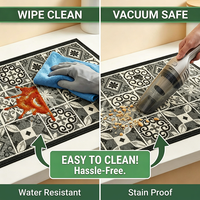 Non-slip Kitchen Mat with 4mm Cushioned Latex Backing and Geometric Tile Pattern for Home Floor Runner