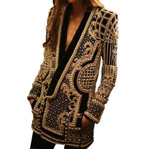 <span class=keywords><strong>Blazer</strong></span> de Moda de Alta Calidad con Lentejuelas y Cuentas para Mujer Chaqueta Entallada con Botones para Oficina Formal Chaquetas y Sacos para Dama - Product Image 5