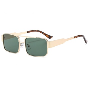 Occhiali da sole Vintage harbor style uv400 protezione solare gafas de sol occhiali da sole a doppia trave con cornice rettangolare in metallo - Product Image 1