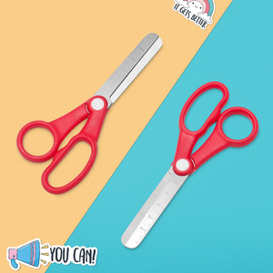 Tijeras de seguridad con cabeza redonda para niños, de acero inoxidable, con escala, para manualidades infantiles, color rojo, 12 cm - Product Image 2