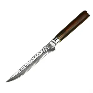 Рыболовный нож из дамасской стали с ручкой из палисандра