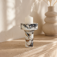 NANWEI Porte-bougie de Noël en marbre viola fait main, design sculptural sur piédestal, pour la décoration de table moderne à la maison et à l'hôtel