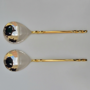 Juego de Cuchara y Tenedor de Acero Inoxidable Moderno, Mango Largo, Plateado, Ecológico, Acabado Elegante, para el Hogar, Comedor, Cocina, Restaurante - Product Image 1