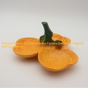 จานผลไม้เซรามิกทรงครึ่งวงกลมลายส้ม วาดลายด้วยมือ สไตล์จี๋ซีและคิ๋ซี ดีไซน์ร้านอาหารไทยที่โดดเด่น ฝูเจี้ยน - Product Image 3