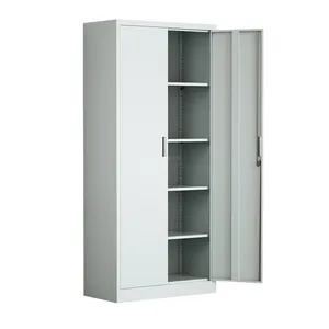 Armoire de rangement en acier, armoire de bureau avec 2 portes battantes, armoire de classement en acier avec 4 étagères réglables, armoire métallique pour bureau - Product Image 1