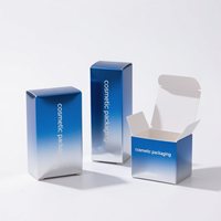 Boîte personnalisée avec couvercle et base bleu dégradé, face laminée brillante et couvercle uni pour cosmétiques et cadeaux (vente au détail)