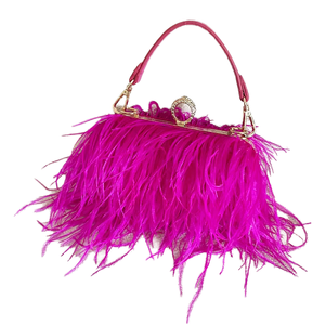 Bolso de Mano Tipo Clutch con Plumas de Avestruz, Bolso de Noche para Damas con Anillos de Diamantes, Bolso de Fiesta con Correa de Cadena - Product Image 4
