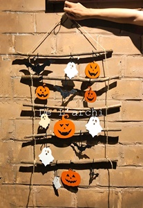Ensemble de panneaux de bienvenue créatifs pour Halloween Décoration intérieure suspendue pour porte d'entrée en bois poli avec boîte à cartes à motif incluse - Product Image 5