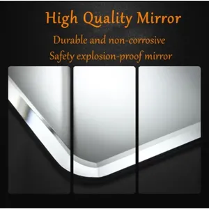 Frameless Bathroom <b>Mirror</b>, <b>Bevelled</b> Modern Rectangle Wall Mounted <b>Mirror</b> with Polished <b>Edge</b>, Hangs Horizontal Or Vertical - Product Image 5
