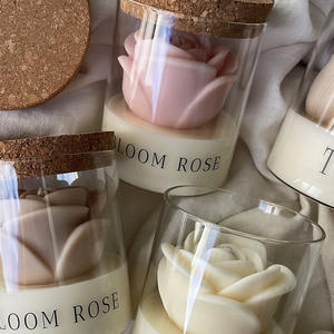 Heiße umweltfreundliche Sojawachskerze mit anpassbarem Logo, Tulpen-Kerze, Heimdekorationsartikel mit Deckel, luxuriöse Glaskerze - Product Image 3