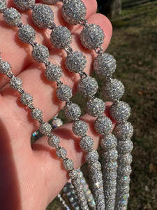 Collar de Cadena de Bolas con Cuentas Heladas, Unisex, de Moda, Regalo de Boda, Joyería de Plata 925 con Circonita/Moissanita, Venta al por Mayor, Estilo Hip Hop Lujoso - Product Image 3