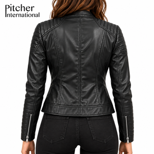 Chaqueta de Cuero para Mujer al por Mayor para Marcas de Moda en Línea de EE. UU., Proveedor de Chaquetas de Cuero para Mujer para Comercio Electrónico, OEM - Product Image 4