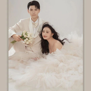 White Off Shoulder Tulle Ball Gown Wedding Dress Sweetheart Neckline Empire Waistline For Bride - Product Image 2