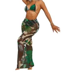 Bikini sexy de dos piezas con estampado elegante de nueva llegada con vestido Maxi conjunto de dos piezas de verano para mujer moda sehe - Product Image 2