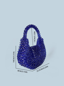 Bolso <span class=keywords><strong>de</strong></span> Mano <span class=keywords><strong>de</strong></span> Perlas Acrílicas Tejidas a Mano, Estilo Dumpling Ligero, Semi-Circular, Retro, Hecho a Mano, con Correa <span class=keywords><strong>de</strong></span> Cuentas, <span class=keywords><strong>para</strong></span> Mujer - Product Image 5