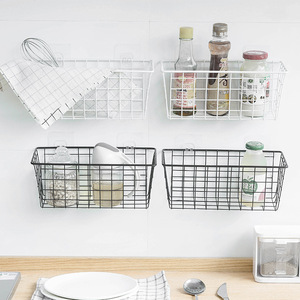 Iron <b>Wire</b> <b>Storage</b> <b>Basket</b> Rectangle Minimalist Kitchen <b>Storage</b> Bin Standing Type Neatening Organizer - Product Image 2