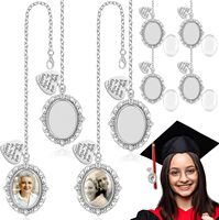 Breloque photo en alliage de zinc, pendentif cadre photo incrusté de perles, bijou commémoratif pour sacs et bagages, vente en gros