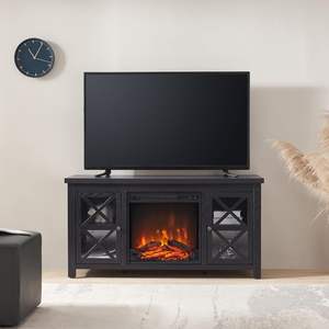 Soporte <span class=keywords><strong>rectangular</strong></span> para <span class=keywords><strong>chimenea</strong></span> de TV con <span class=keywords><strong>chimenea</strong></span> de troncos para televisores de hasta 55 pulgadas Calentador de <span class=keywords><strong>chimenea</strong></span> eléctrico negro Soporte de TV con manto - Product Image 5