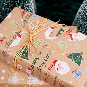 Christmas Gift Wrapping Paper Large Roll Double Sided Vintage Kraft Paper For Holiday Gift Packaging - Product Image 3