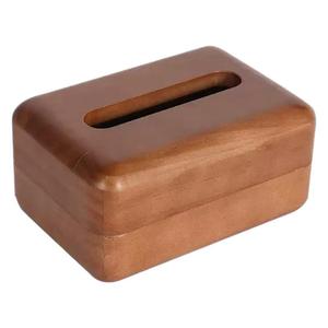 Caja de pañuelos de madera color nogal, dispensador de pañuelos extraíbles, caja de almacenamiento para sala de estar, coche, baño - Product Image 1
