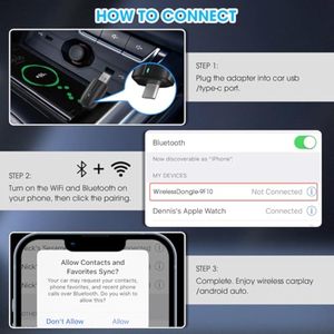 Adaptateur sans fil 2 en 1 <span class=keywords><strong>Apple</strong></span> <span class=keywords><strong>CarPlay</strong></span> et Android Auto avec Bluetooth 5.4, commande vocale, certifié CE/FCC/ROHS, compatible universel - Product Image 4