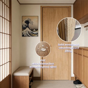 Porte intérieure pour projet hôtelier, film PVC stratifié, surface imperméable, remplissage acoustique en bois massif, porte <span class=keywords><strong>de</strong></span> chambre, salle <span class=keywords><strong>de</strong></span> bain, villa - Product Image 5