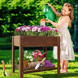 Kit de lit de jardin surélevé en cèdre avec pieds, boîte de jardinière en <span class=keywords><strong>bois</strong></span> surélevée d'extérieur avec rangement pour étagère, plante de fleur végétale - Product Image 3