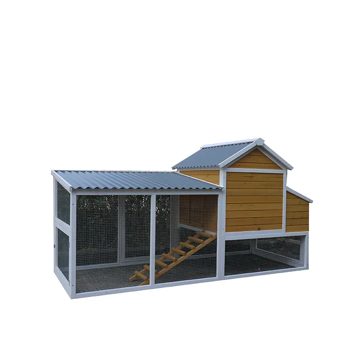 Jaula de refugio de gallinero de madera para pollos Pollos al aire libre con caja nido Bandeja extraíble y espacio para correr